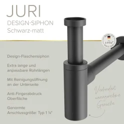 Flaschensiphon 'Juri' schwarz matt, 1 1/4" x Ø 32 mm