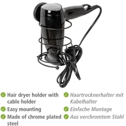 Fönhalter 'Milazzo' Stahl schwarz 11,5 x 17,5 x 14,5 cm