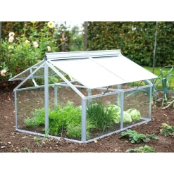 Frühbeet 'Gaia Jumbo' 83 x 119 cm mit 3 mm Sicherheitsglas aluminiumfarben