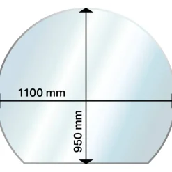 Funkenschutzplatte halbrund 95 x 110 x 0,6 cm Glas transparent
