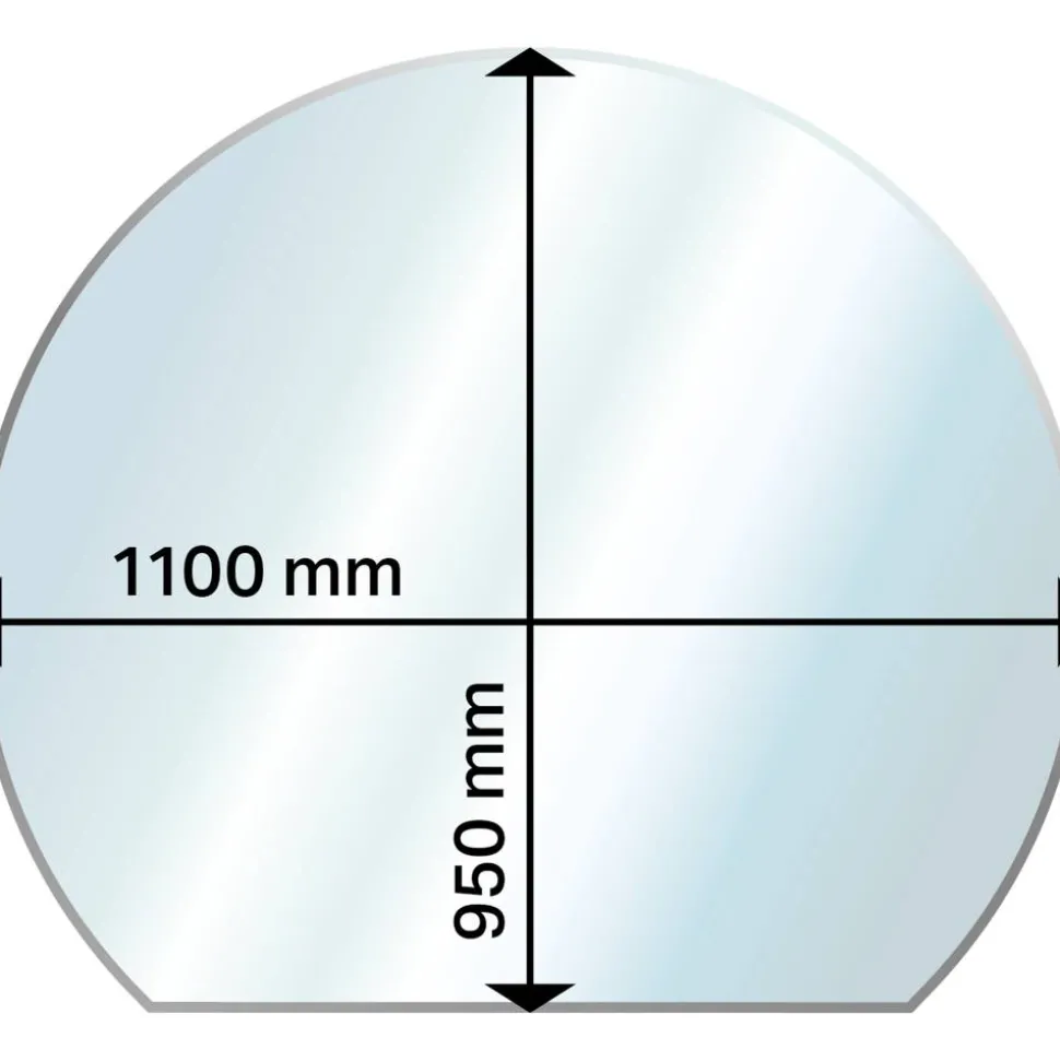Funkenschutzplatte halbrund 95 x 110 x 0,6 cm Glas transparent
