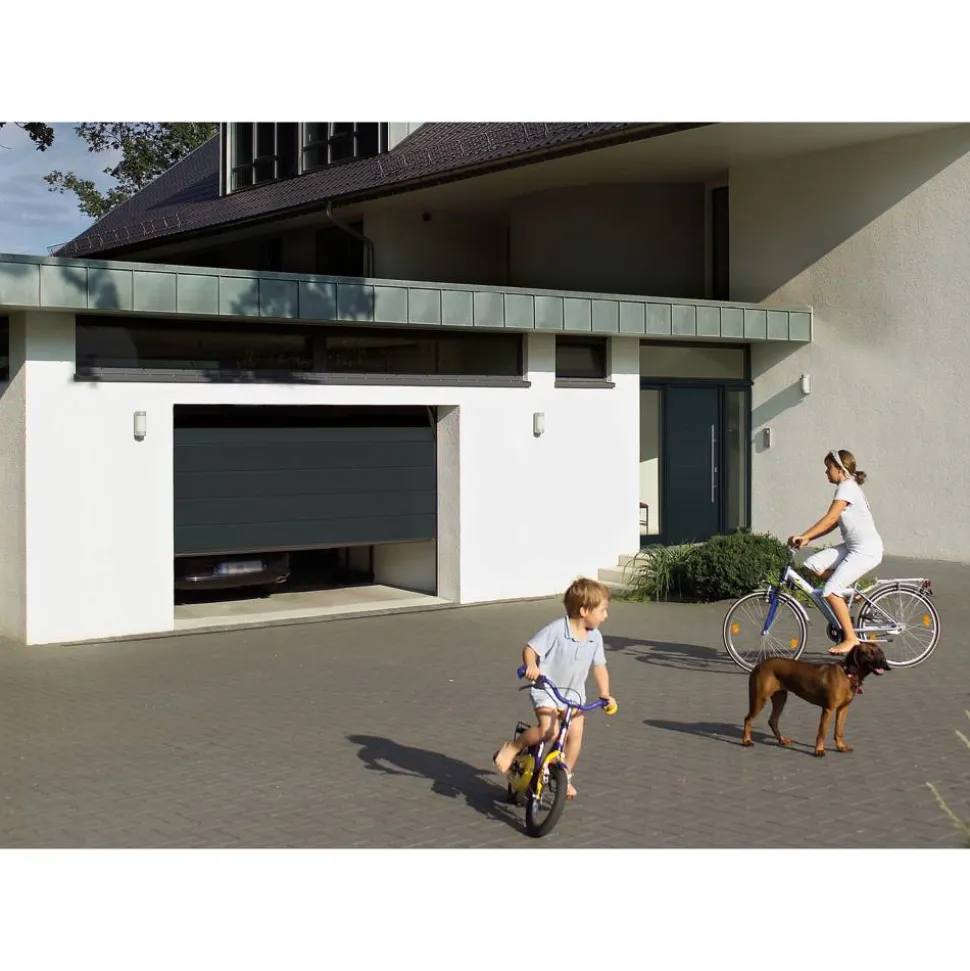 Garagen-Sektionaltor 'EcoStarMatic' mit Garagentorantrieb anthrazit 238 x 213 cm
