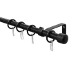 Gardinenstangen-Set 'Cap' Metall schwarz 130 - 240 cm