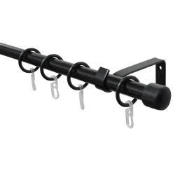 Gardinenstangen-Set 'Cap' Metall schwarz 130 - 240 cm