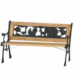 Gartenbank für Kinder 'Zoo-Park' 2-Sitzer Metall/Holz hellbraun 84 x 52,5 x 41 cm