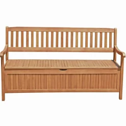Gartenbank 'Houston' 3-Sitzer Eukalyptusholz braun 157 x 90 x 59 cm