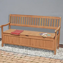 Gartenbank 'Houston' 3-Sitzer Eukalyptusholz braun 157 x 90 x 59 cm