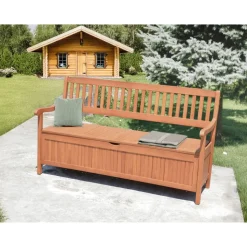 Gartenbank 'Houston' 3-Sitzer Eukalyptusholz braun 157 x 90 x 59 cm