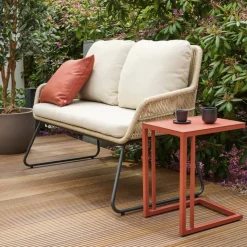 Gartenbank 'Kansas' 2-Sitzer Edelstahl/Aluminium taupe 135 x 85 x 70 cm