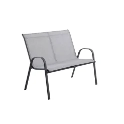 Gartenbank 'Laura' 2-Sitzer Stahl hellgrau 73 x 113 x 93 cm