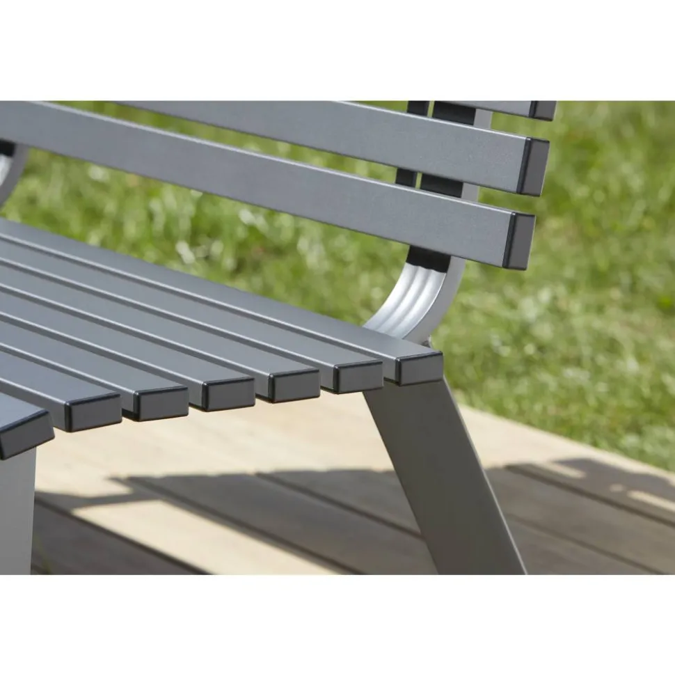 Gartenbank 'Leni' 2-Sitzer Aluminium anthrazit 150 x 89 x 63,5 cm