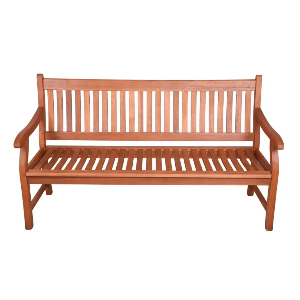 Gartenbank 'New Jersey' 3-Sitzer Eukalyptusholz braun 158 x 90 x 68 cm
