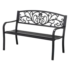 Gartenbank 'Rosa' 2-Sitzer Stahl schwarz 127 x 85 x 62 cm