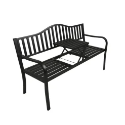 Gartenbank 'Segula' 3-Sitzer Stahl schwarz 150 x 89 x 60 cm