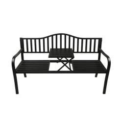 Gartenbank 'Segula' 3-Sitzer Stahl schwarz 150 x 89 x 60 cm