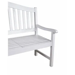 Gartenbank 'Singapur' 3-Sitzer Eukalyptusholz weiß 63 x 105 x 150 cm