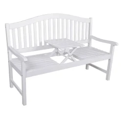 Gartenbank 'Singapur' 3-Sitzer Eukalyptusholz weiß 63 x 105 x 150 cm