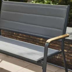Gartenbank 'Tesoro' 2-Sitzer Aluminium grau 138,5 x 97 x 67 cm