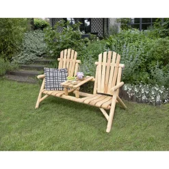 Gartenbank 'Timber' 2-Sitzer Holz hellbraun 155 x 104 x 83 cm