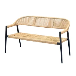 Gartenbank 'Toni' 3-Sitzer Aluminium hellbraun/schwarz 140 x 84 x 60 cm