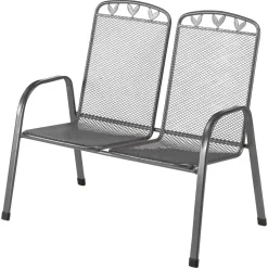 Gartenbank 'Toulouse' 2-Sitzer Stahl grau 108 x 98 x 68 cm