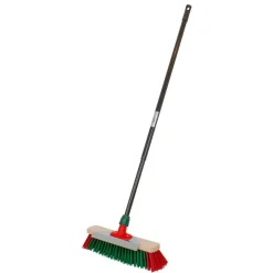 Gartenbesen mit Schabeblech und Teleskopstiel Elaston 40 cm grün rot