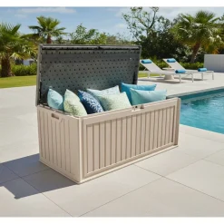 Gartenbox 'Alba' 380 l Kunststoff cremefarben 128 x 63 x 64 cm