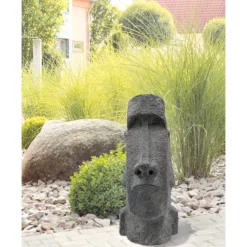 Gartenfigur 'Kopf Osterinsel' Zement dunkelgrau 61 x 27,5 x 28 cm
