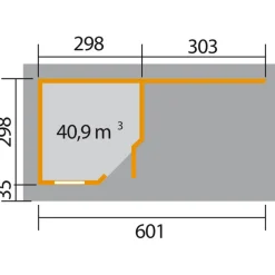 Gartenhaus '213 B+' 593 x 298 cm, grau