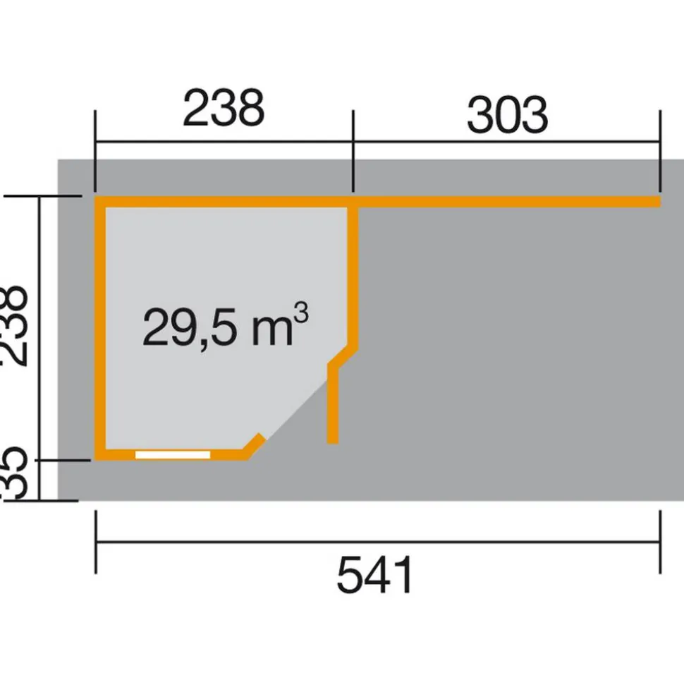 Gartenhaus '213 B+' 533 x 238 cm, rot