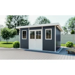 Gartenhaus 'Ausführung L' WPC mit Flachdach anthrazit 100 % FSC®-zertifiziert
