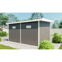 Gartenhaus 'Ausführung L' WPC mit Flachdach anthrazit 100 % FSC®-zertifiziert