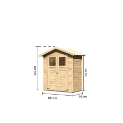 Gartenhaus 'Kolle 0' Fichtenholz naturbelassen ECO standard 180 x 93 x 222 cm