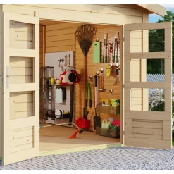 Gartenhaus 'Mylau 7' mit Anbaudach 600 x 304 x 250 cm naturfarben
