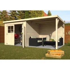 Gartenhaus 'Paradis Contact' Fichtenholz naturbelassen 477 x 202 x 256 cm