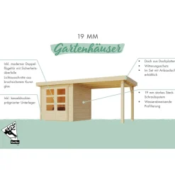 Gartenhaus-Set 'Blitz' Fichtenholz naturbelassen 462 x 211 x 217 cm