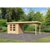 Gartenhaus-Set 'Raskola 3' naturbelassen mit Anbaudach 528,5 x 211 x 238 cm