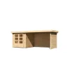 Gartenhaus-Set 'Raskola 2' naturbelassen mit Anbaudach, Seiten- und Rückwand 504,5 x 211 x 238 cm