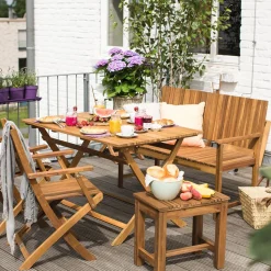 Gartenhocker 'Falun' Akazienholz braun 50 x 45 x 33 cm