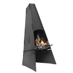 Gartenkamin Stahl schwarz 60 x 124 x 58 cm