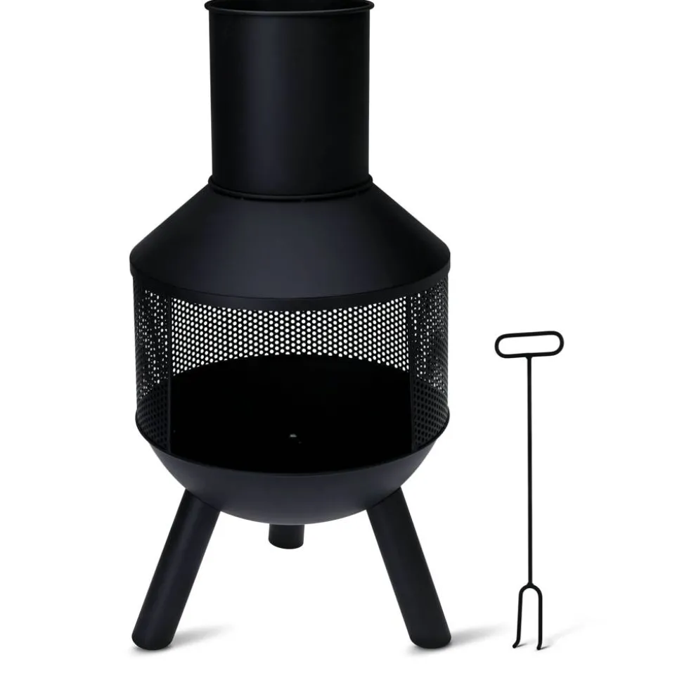 Gartenkamin schwarz Ø 37 x 76 cm