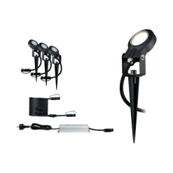 Gartenleuchten-Set 'Plug & Shine' 3 Leuchten 270 lm grau