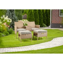 Gartenmöbelset 'Alice' braun/beige 3-teilig