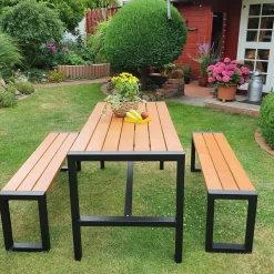 Gartenmöbelset 'Sylt' für 4 Personen Metall/Kiefernholz