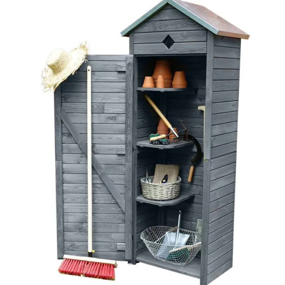 Gartenschrank 'Babylon' grau 78 x 194,5 x 49,5 cm