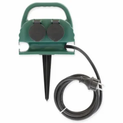 Gartensteckdose mit Erdspieß grün 4-fach