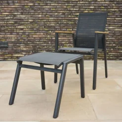 Gartenstuhl 'Bologna' stapelbar Aluminium anthrazit 57 x 92 x 56 cm