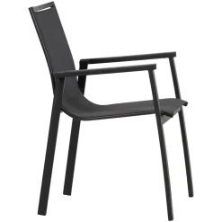 Gartenstuhl 'Chiara' stapelbar Aluminium grau/schwarz 55 x 85 x 63 cm