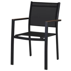 Gartenstuhl 'Lana' stapelbar Aluminium schwarz 56 x 84 x 58 cm
