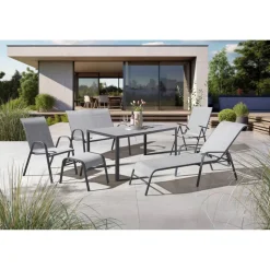Gartenstuhl 'Laura' klappbar Stahl hellgrau 56,6 x 104 x 63 cm